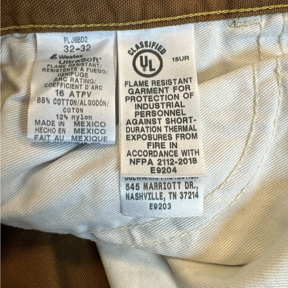 Bulwark Comfortouch Dungaree Pant Fire Resistant Work Pant Duck Brown 32x33 - Picture 4 of 5